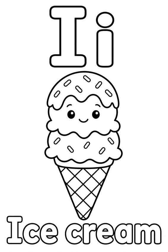 Ii — Ice cream colouring page