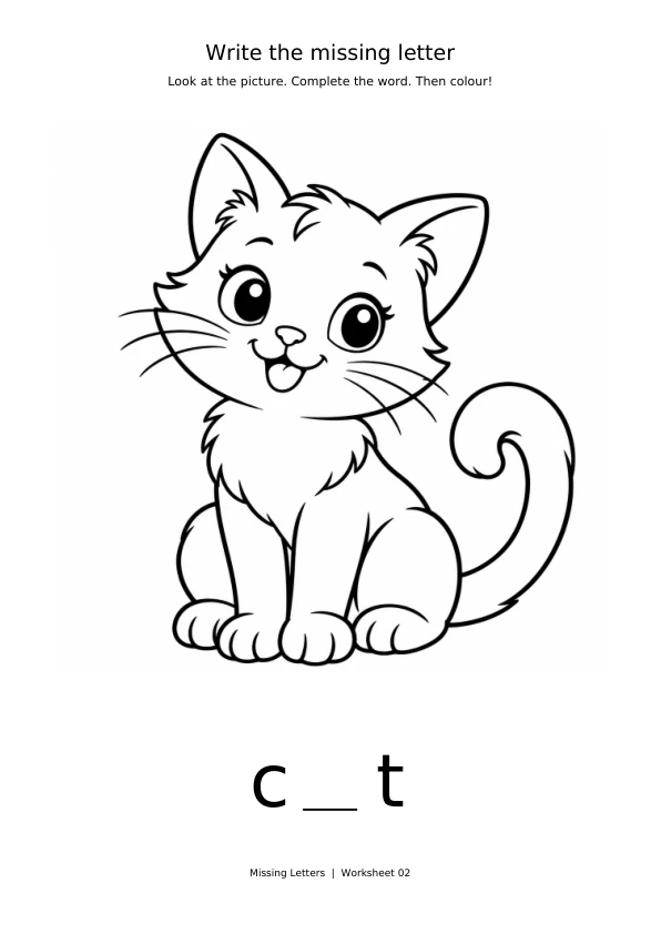 Worksheet 2: complete c_t and colour the picture