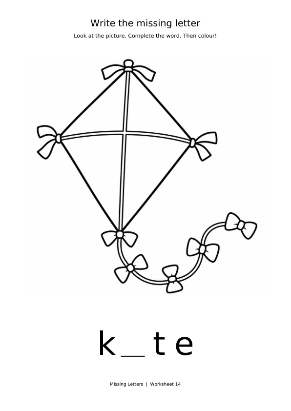 Worksheet 14: complete k_te and colour the picture