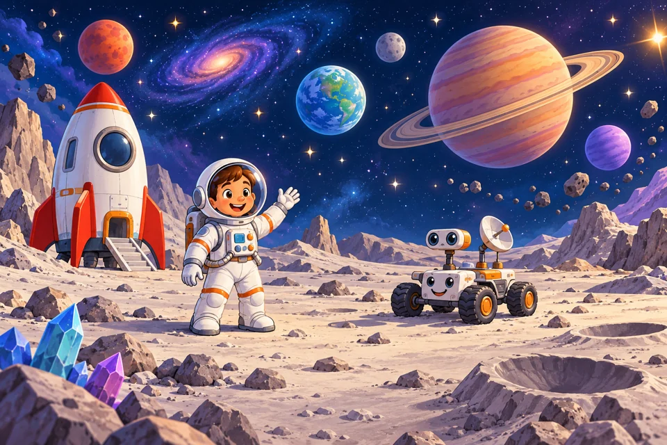 A Space Adventure: colourful game scene