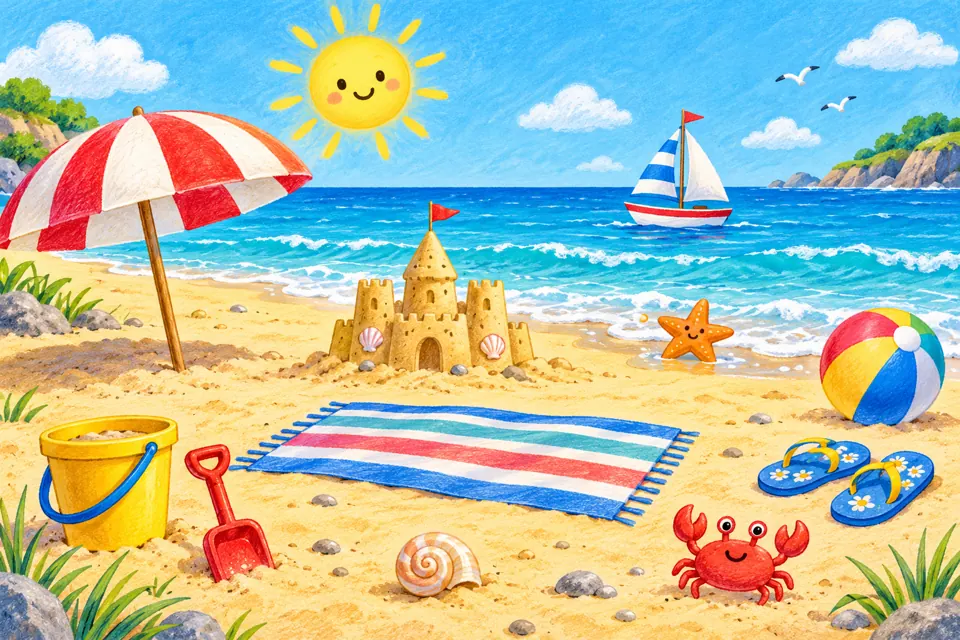 A Day at the Beach: an illustrated word search and picture hunt