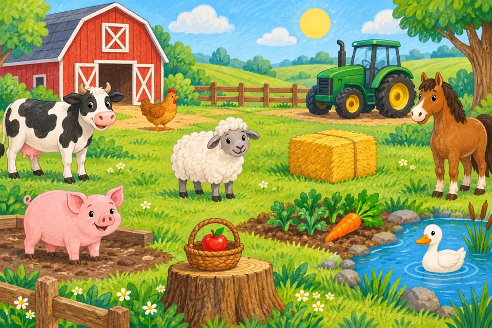 On the Farm: an illustrated word search and picture hunt