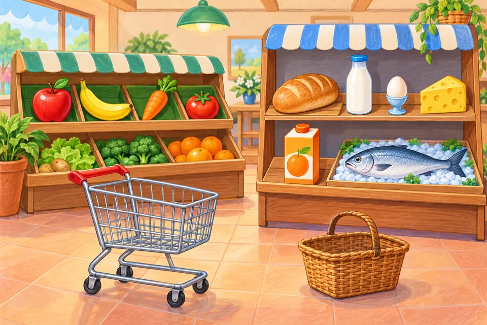 At the Supermarket: an illustrated word search and picture hunt