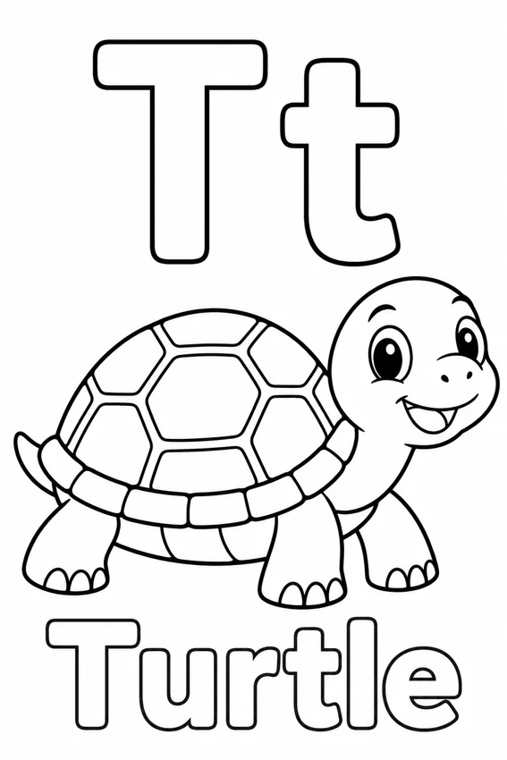 Tt — Turtle colouring page